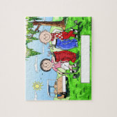 パーソナライズなゴルフカップルの漫画の風刺漫画 ジグソーパズル (縦)