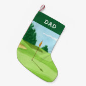 パーソナライズなゴルフコースの緑の絵画 スモールクリスマスストッキング (正面 (吊り時))