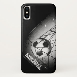 パーソナライズなゴールのクールなヴィンテージのグランジなフットボール iPhone X ケース