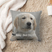 パーソナライズなゴールデン・リトリーバー犬の写真および名前 クッション (ブランケット)