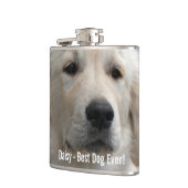 パーソナライズなゴールデン・リトリーバー犬の写真および名前 フラスク (左)