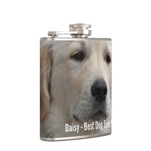 パーソナライズなゴールデン・リトリーバー犬の写真および名前 フラスク (右)