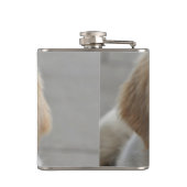 パーソナライズなゴールデン・リトリーバー犬の写真および名前 フラスク (裏面)