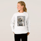 パーソナライズなゴールデン・リトリーバー犬の写真および名前 Tシャツ (正面フル)