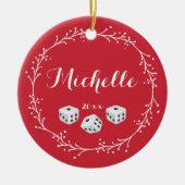 パーソナライズなサイコロ セラミックオーナメント (正面)