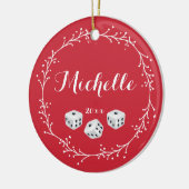 パーソナライズなサイコロ セラミックオーナメント (左)