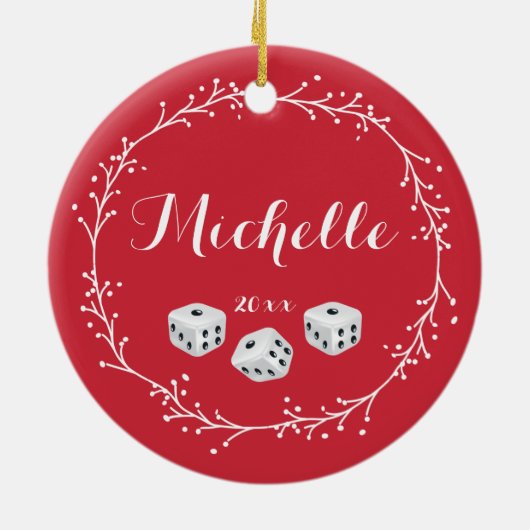パーソナライズなサイコロ セラミックオーナメント (裏面)