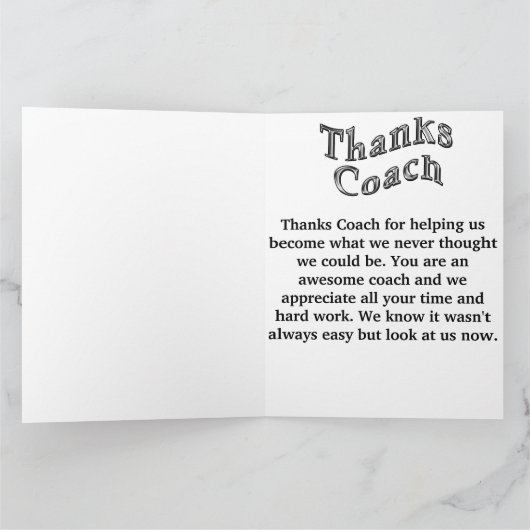 パーソナライズなサッカーのサンキューカード、指示 サンキューカード (内部)