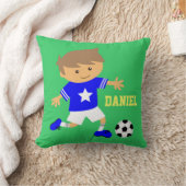 パーソナライズなサッカーのスターの男の子のフットボールの寝室 クッション (ブランケット)