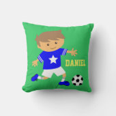 パーソナライズなサッカーのスターの男の子のフットボールの寝室 クッション (正面)