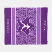 パーソナライズなサッカーの紫色のチータのプリント フリースブランケット (正面(横))