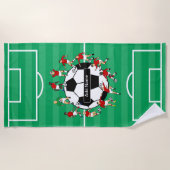 パーソナライズなサッカーボールおよびプレーヤー ビーチタオル (正面)
