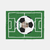 パーソナライズなサッカーボールおよび分野の写真テンプレート フリースブランケット (正面(横))