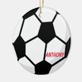 パーソナライズなサッカーボールのクリスマスのオーナメント セラミックオーナメント (左)