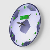 パーソナライズなサッカーボールの時計 ラージ壁時計 (傾斜)