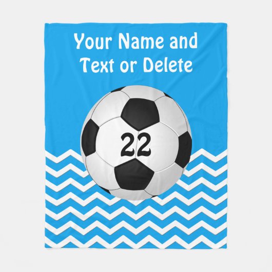 パーソナライズなサッカー毛布、あなたの文字および色 フリースブランケット (正面)
