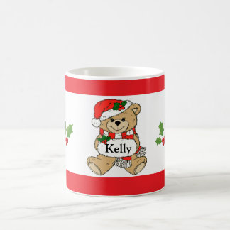 パーソナライズなサンタのクリスマスくまのコーヒー・マグ コーヒーマグカップ