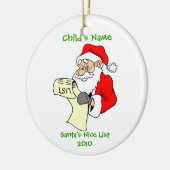 パーソナライズなサンタのニースのリストの木のオーナメント セラミックオーナメント (左)