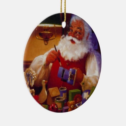 パーソナライズなサンタの絵画のおもちゃのクリスマスのオーナメント セラミックオーナメント (右)