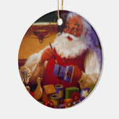 パーソナライズなサンタの絵画のおもちゃのクリスマスのオーナメント セラミックオーナメント (左)