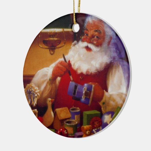 パーソナライズなサンタの絵画のおもちゃのクリスマスのオーナメント セラミックオーナメント (左)