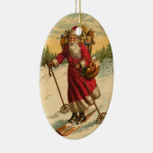 パーソナライズなサンタクロースのスキークリスマスのオーナメント セラミックオーナメント (右)