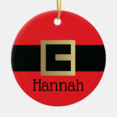 パーソナライズなサンタクロースベルトのクリスマス セラミックオーナメント (正面)