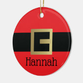 パーソナライズなサンタクロースベルトのクリスマス セラミックオーナメント (左)