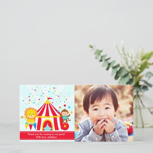 パーソナライズなサーカスのカーニバルは感謝していしています サンキューカード (スタンド正面)