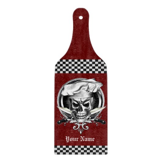 パーソナライズなシェフのスカルのまな板 カッティングボード (正面)