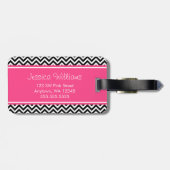 パーソナライズなシェブロン黒く、ピンクのパターン ラゲッジタグ (裏面横)