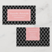 パーソナライズなシックで黒いモロッコの格子 名刺 (正面/裏面)