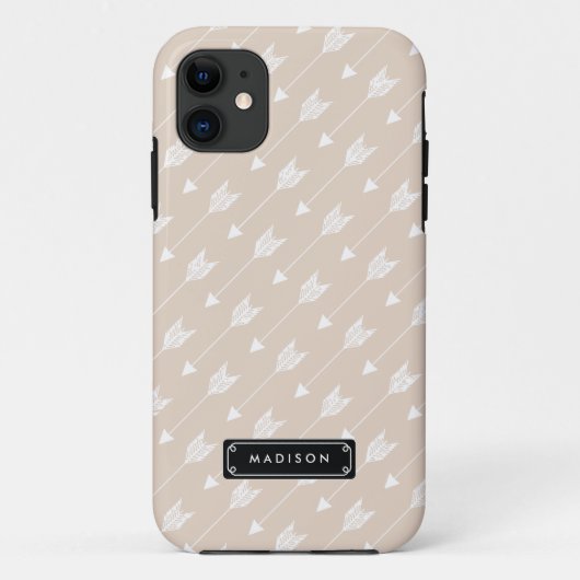 パーソナライズなシックなリネンベージュ種族の矢 Case-Mate iPhoneケース (裏面)