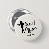 パーソナライズなシックな閲兵行進部隊の社会的な役人 缶バッジ (正面&裏面)