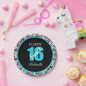 パーソナライズなシマウマの菓子16枚の誕生日の紙皿 ペーパープレート (パーティー)