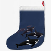 パーソナライズなシャチに貯蔵するシャチのクリスマス ラージクリスマスストッキング (裏面)