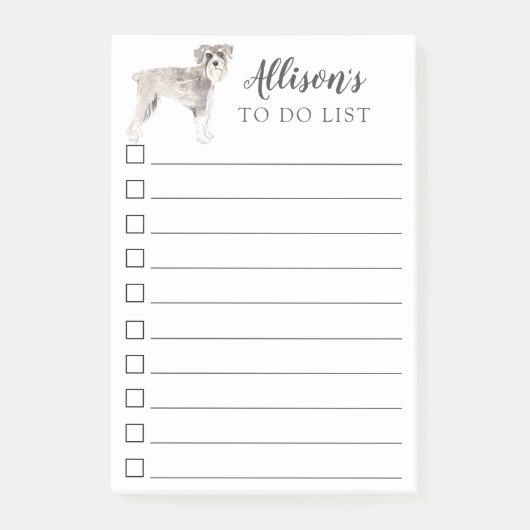 パーソナライズなシュナウツァー犬リストをするため ポストイット (正面)