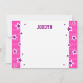 パーソナライズなショッキングピンクおよび紫色の平らなメッセージカード ノートカード (正面)