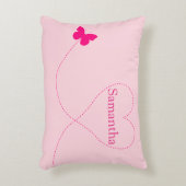 パーソナライズなショッキングピンクの蝶 アクセントクッション (正面(垂直))