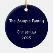 パーソナライズなシルバーベル、ヒイラギおよびステンドグラス セラミックオーナメント (裏面)