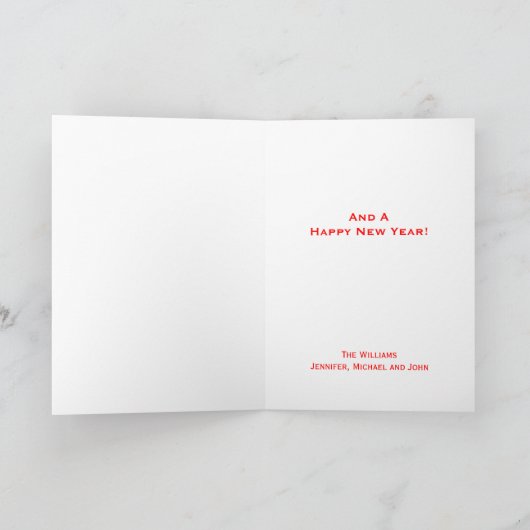 パーソナライズなシンプルでクラシックなヒイラギの果実のクリスマス シーズンカード (内部)