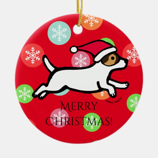 パーソナライズなジャックラッセルテリア2のオーナメント セラミックオーナメント (正面)