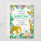 パーソナライズなジャングルサファリの第1誕生日の招待状 招待状 (正面)