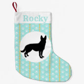 パーソナライズなジャーマン・シェパードの水の足および骨 スモールクリスマスストッキング (正面)