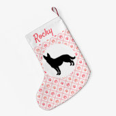 パーソナライズなジャーマン・シェパードの赤い足のプリントのタイル スモールクリスマスストッキング (裏面 (吊り時))