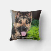 パーソナライズなジャーマン・シェパード犬の写真、犬の名前 クッション (裏面)
