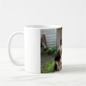 パーソナライズなジャーマン・シェパード犬の写真、犬の名前 コーヒーマグカップ (左)