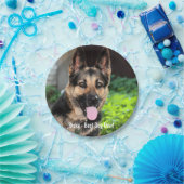 パーソナライズなジャーマン・シェパード犬の写真、犬の名前 ペーパープレート (パーティー)