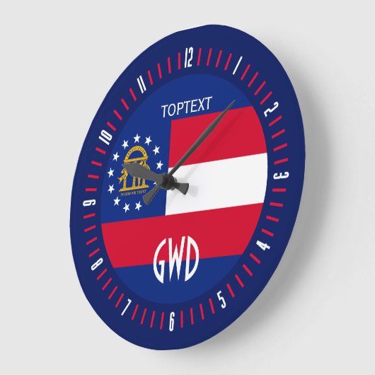 パーソナライズなジョージアの州の旗のデザイン ラージ壁時計 (傾斜)