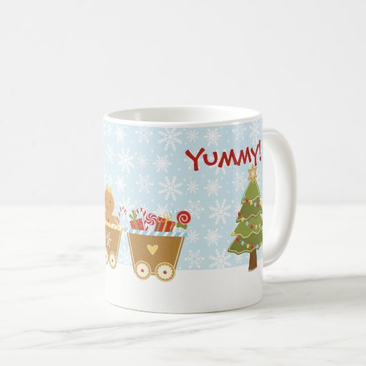 パーソナライズなジンジャーブレッドの列車のクリスマスのマグ コーヒーマグカップ (正面右)
